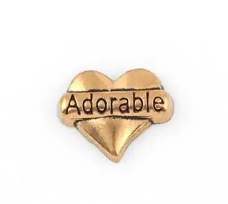 20 Adet / grup Altın Renk Sevimli Kelime Mektubu Charm, DIY Kalp Yüzen Madalyon Charms Fit Manyetik Cam Hatıra Madalyon