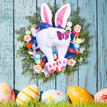 Paskalya Hırsız Tavşan Popo Çelenk Paskalya Yumurtası Garland Ev Dekorasyon Ön Kapı Duvar Bahar Düğün Çelengi Süsler