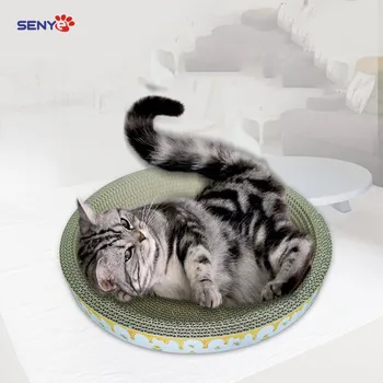 Oluklu Kağıt Kedi Kumu Yuvarlak Kedi Scratcher Kedi Oyuncak Kedi Pençe Plaka Pençe Kalemtıraş Kedi Malzemeleri Kedi Scratcher Sıkıntı Rahatlatmak