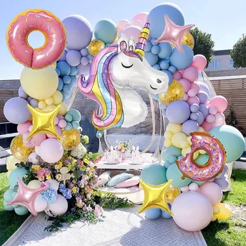Pastel Şeker Lateks Balonlar Çeşitli Macaron Balonlar Garland Kiti Bebek Duş Düğün Doğum Günü Unicorn Tema Parti Malzemeleri