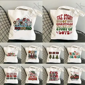Noel hediyesi Depolama omuzdan askili çanta Kadın Sevimli Tote Çanta Çevre Dostu kanvas çanta Bayanlar Kullanımlık Açık alışveriş çantası Çanta
