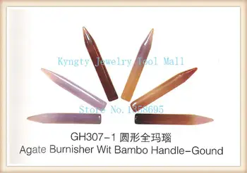 6 adet/grup akik burnisher ile bambu saplı yuvarlak Altın ve Gümüş Burnisher Parlatma Akik Bıçak