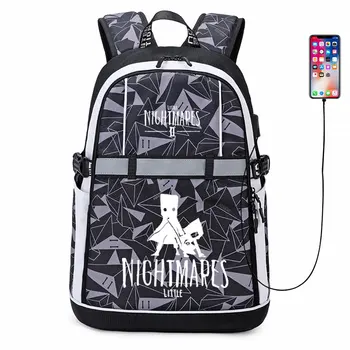 Yeni Küçük Nightmares 2 Sırt Çantası Cosplay Anime altı USB Çanta Erkek Kadın Oxford Yansıtıcı Şerit Schoolbag Seyahat Çantaları